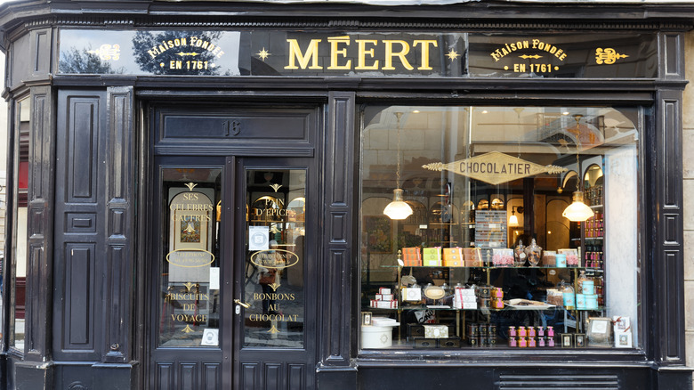 A storefront of a French chocolate shop