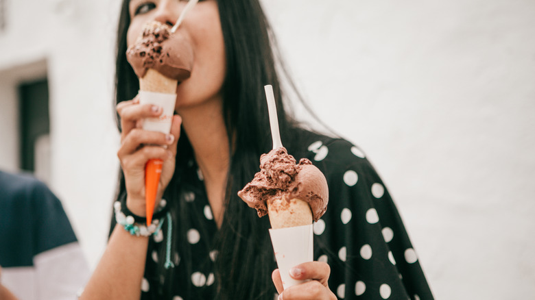 woman eating ice cream