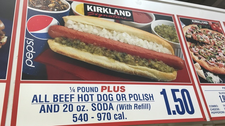 Costco menu offering Polish dog