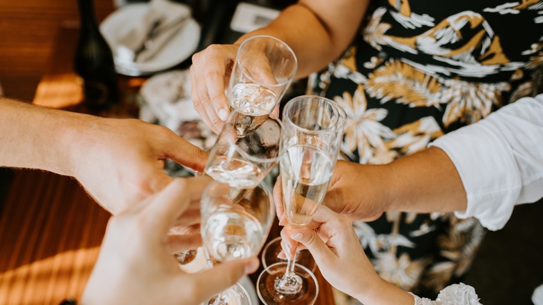 Toasting with Champagne flutes