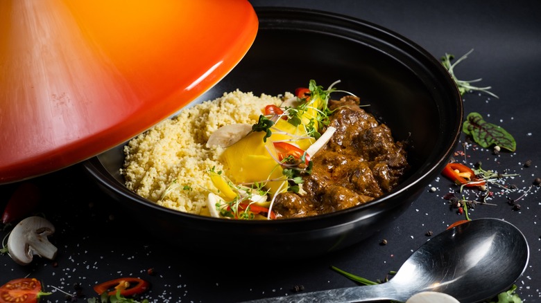 Lamb tagine with couscous alongside