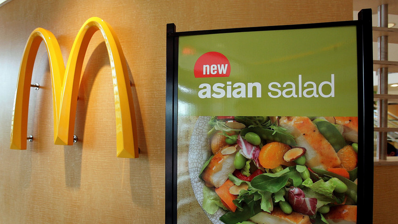 A sign for an Asian salad at McDonalds