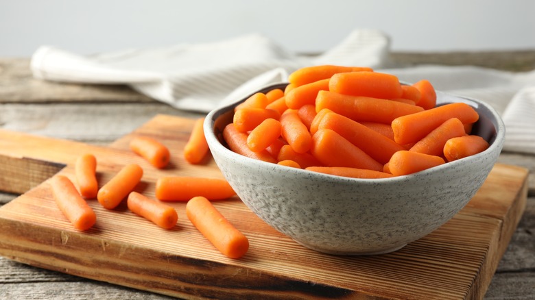 small bowl of baby carrots