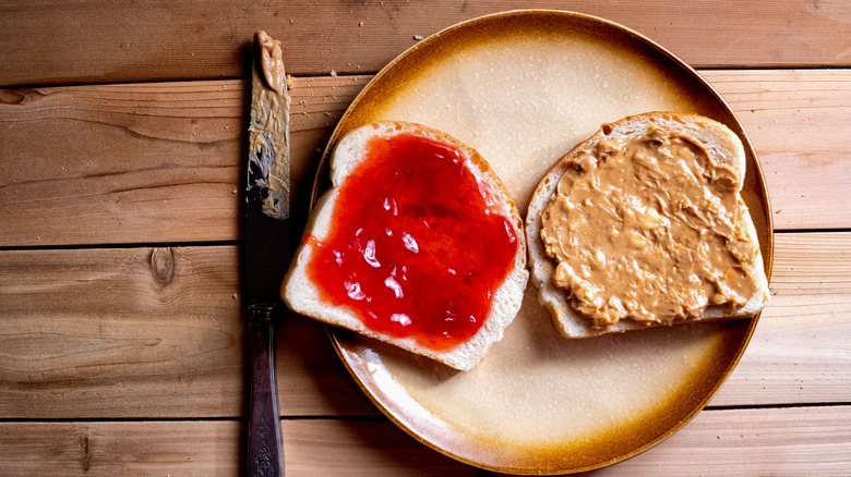 Peanut butter and Jelly sandwich on plate