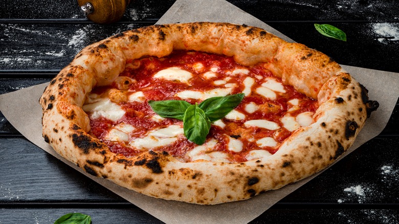 A traditional Neapolitan margherita pizza