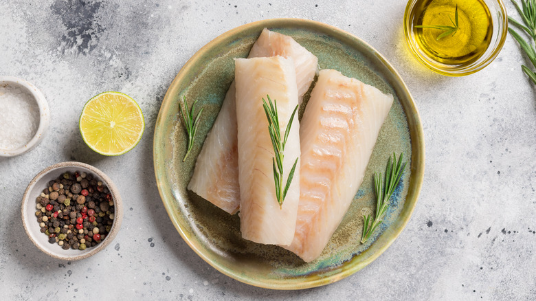 Cod fillets on a plate