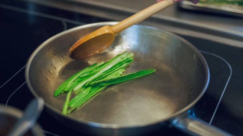 Sauteeing greens in nonstick pan