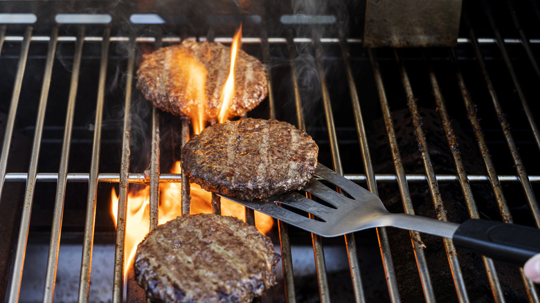 Burger patties on the grill