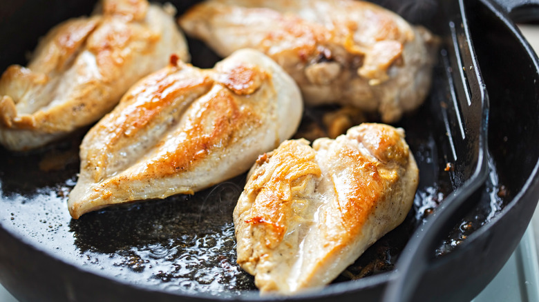 Chicken breasts in cast iron