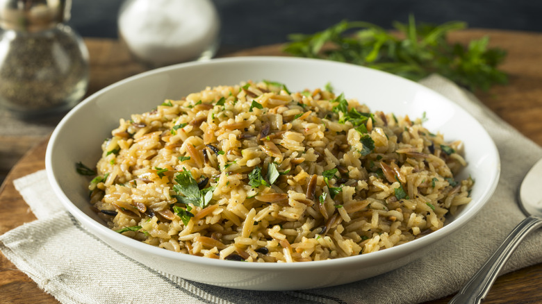 Bowl of rice pilaf