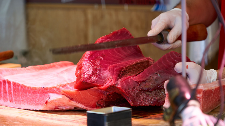 bluefin tuna at fish market