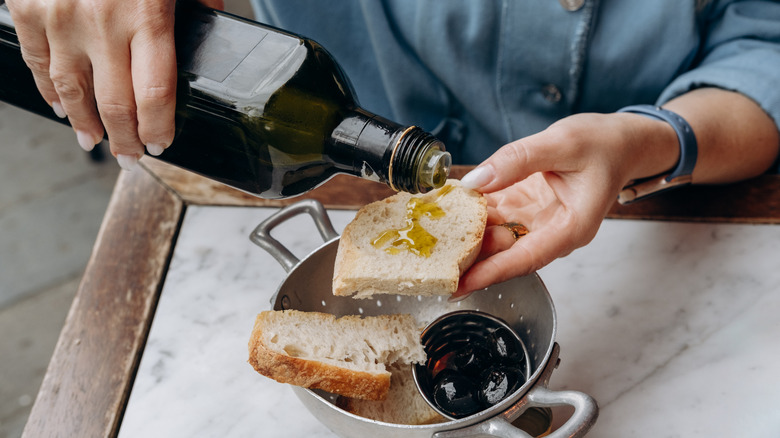 Traditional Italian antipasti and olive oil