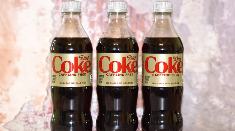 Bottles of caffeine free Diet Coke