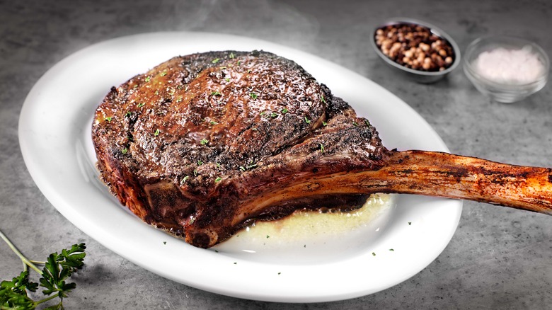 A Ruth's Chris tomahawk steak