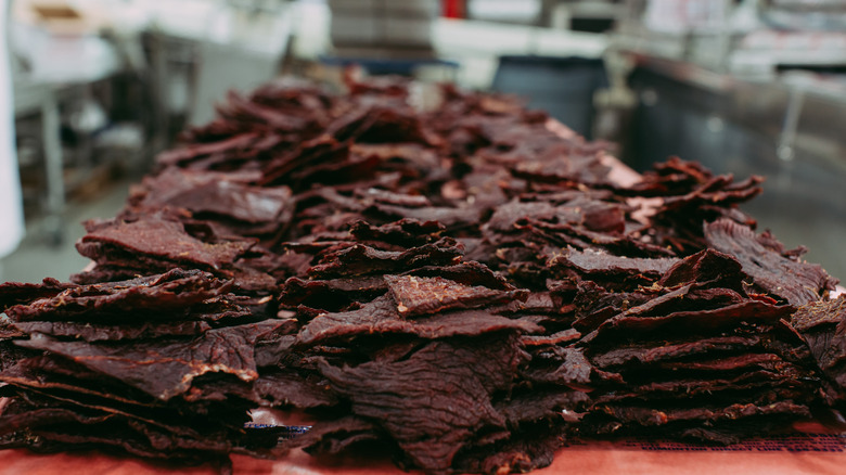 beef jerky in commercial kitchen