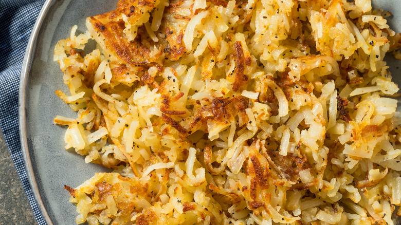 Close-up plate of hash browns