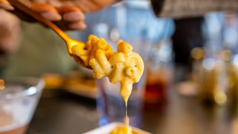 Forkful of mac and cheese