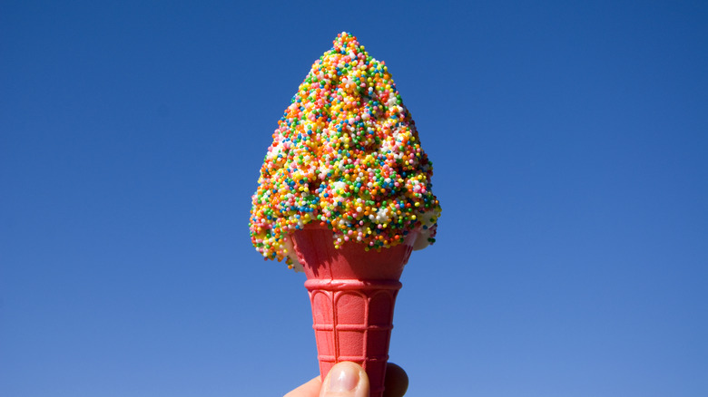 Ice cream cone with sprinkles (jimmies)