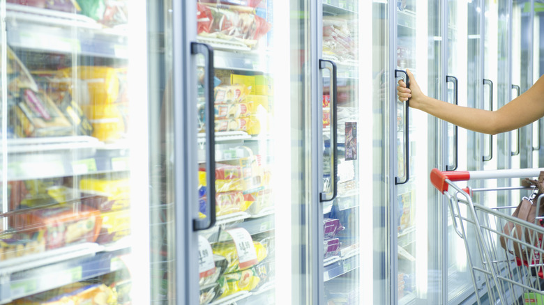 Frozen food aisle in a supermarket