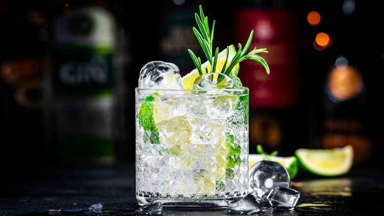 Gin and tonic in a glass