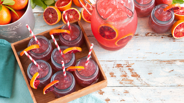 tray of blood orange drinks