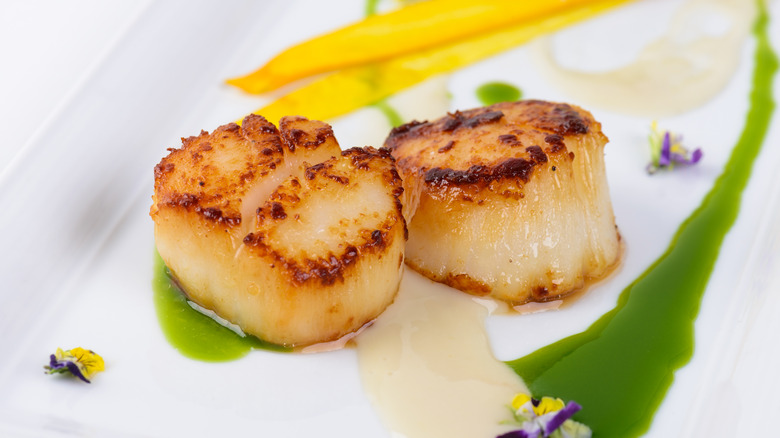 grilled scallops on plate