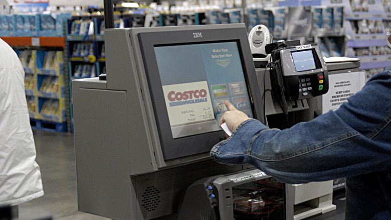 Person checking out at Costco