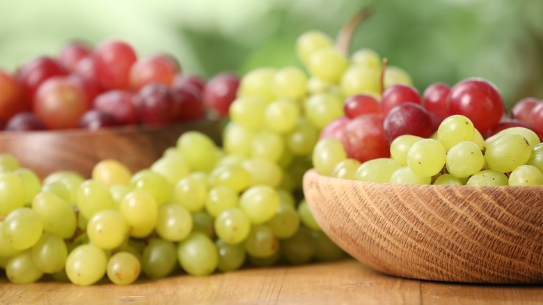 A selection of grapes on a table