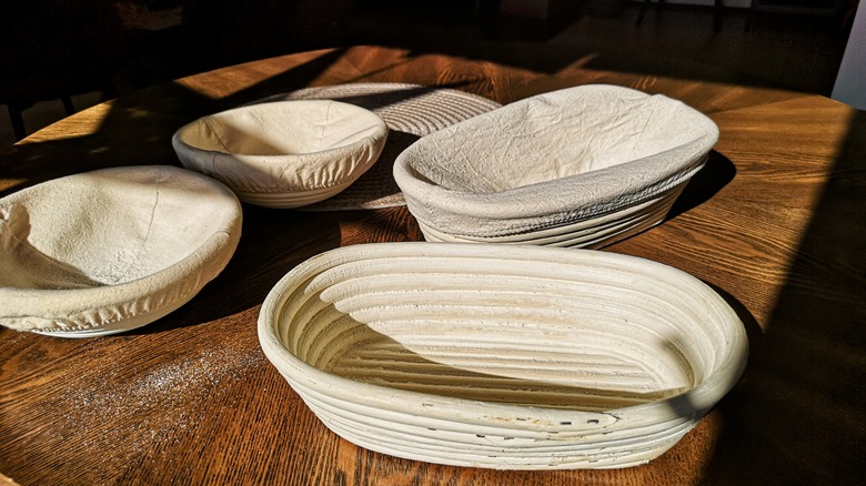 Bannetons drying under sunlight