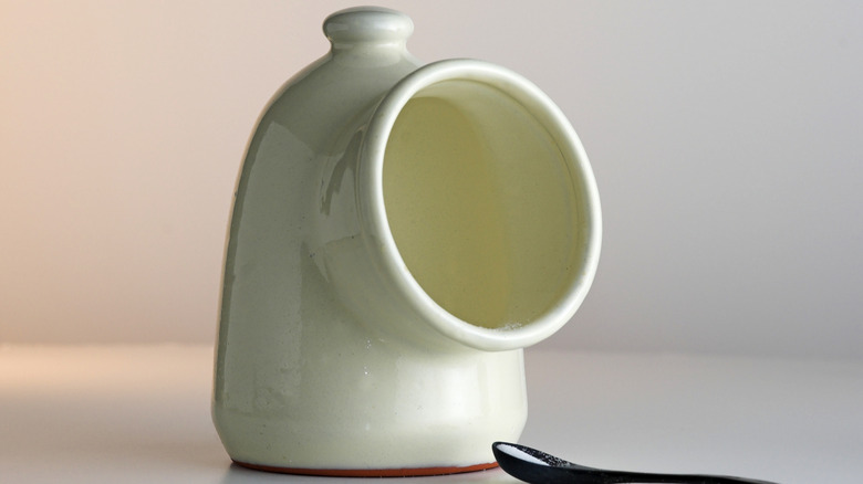 pictured salt pig with spoon