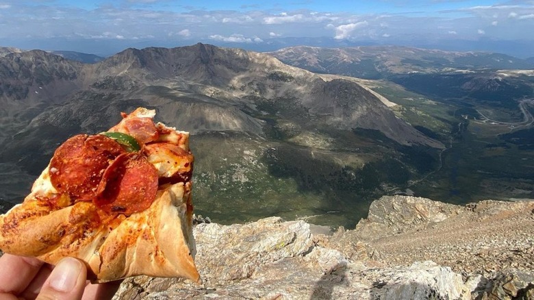 slice of mountain pie with Rocky Mountain view