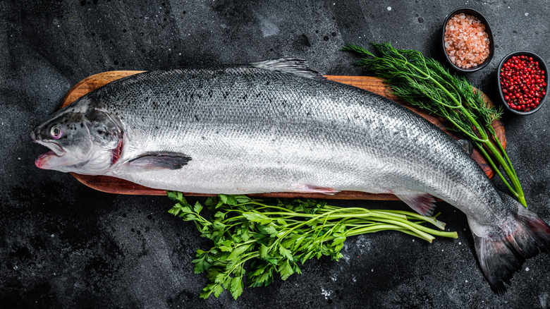 whole salmon with herbs and spices