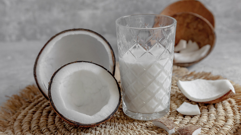 Glass of coconut milk