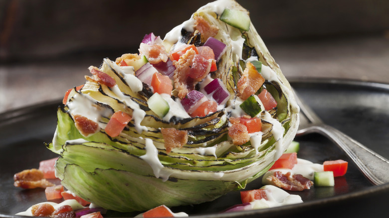 Wedge salad with toppings