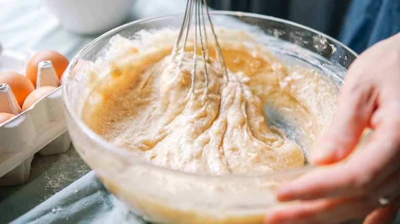 Cake mixture with whisk