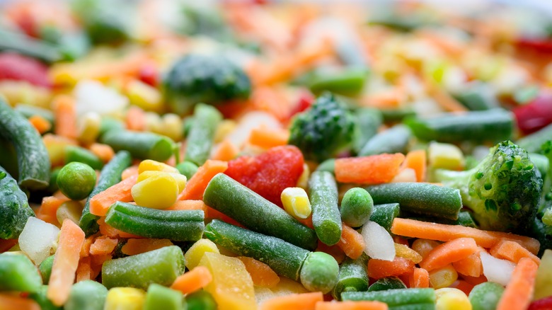 Close up of frozen vegetables