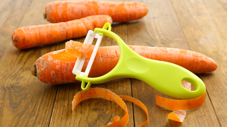 carrots and vegetable peeler