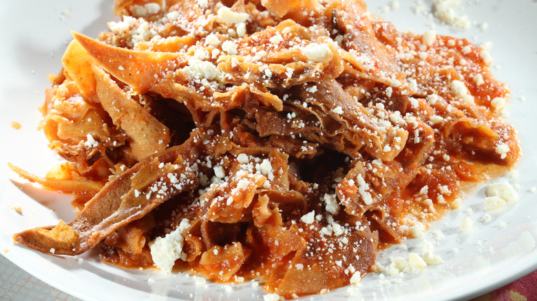 chilaquiles with red sauce