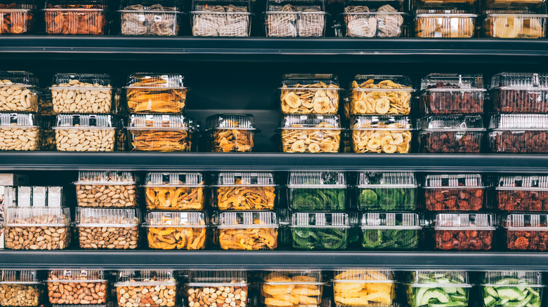 grocery store shelf with boxes