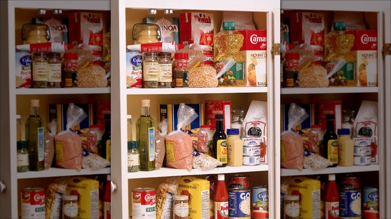 Stocked home food pantry