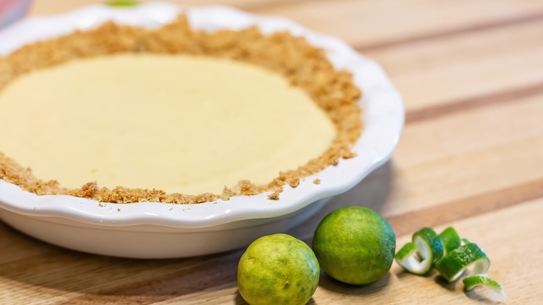 Baked Key lime pie with Key limes