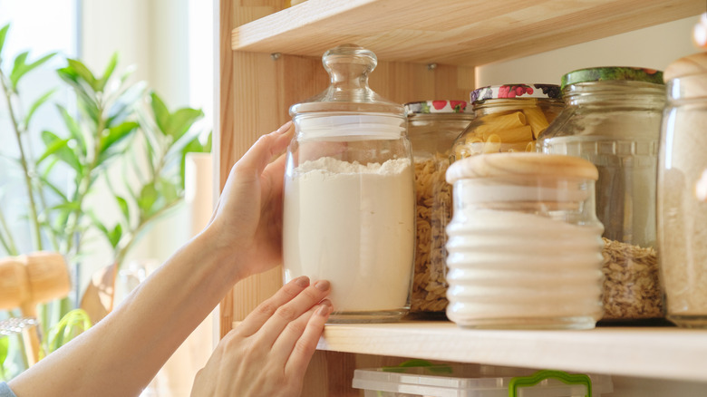 Glass jars of dry ingredients