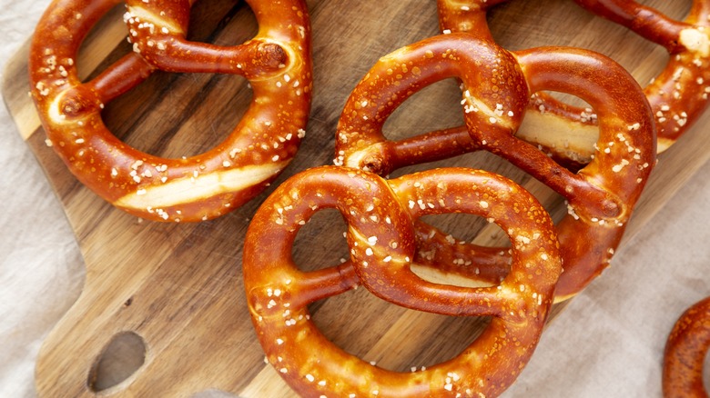 German soft pretzels with salt