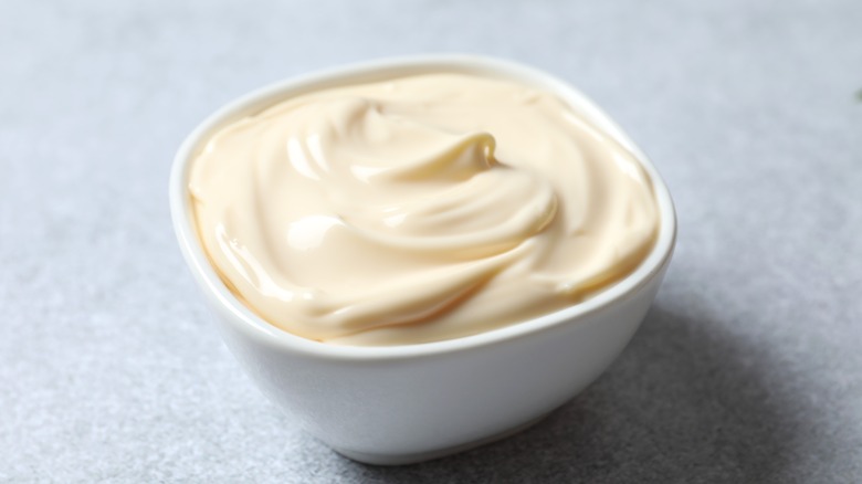 dollop of mayo in a bowl