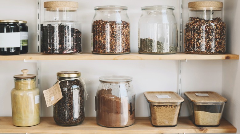 airtight storage containers in the pantry