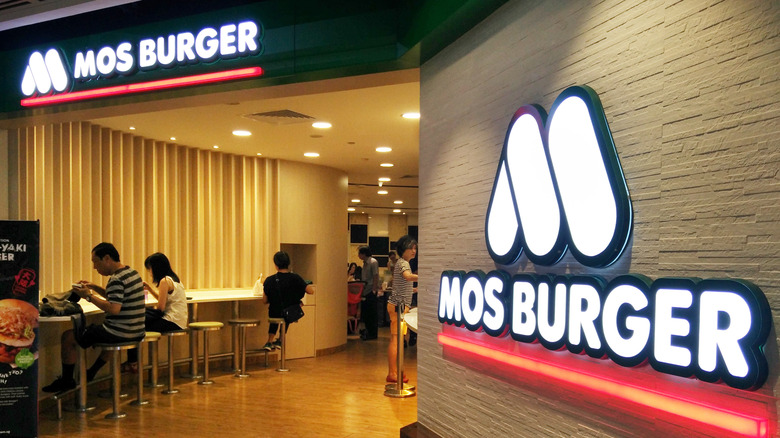 Customers eating at a MOS Burger in Japan