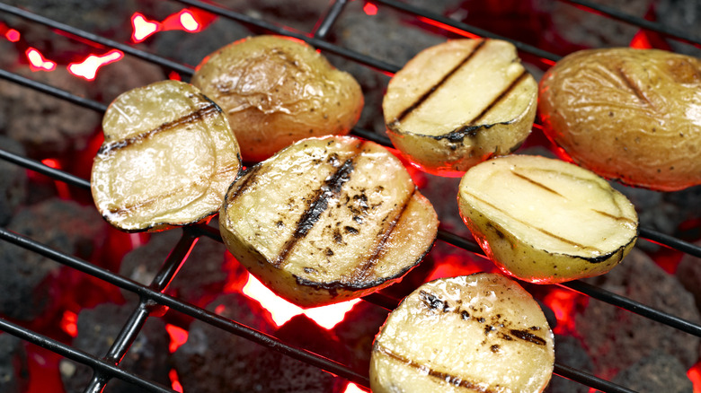 Potatoes on a grill
