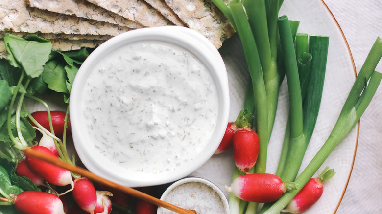 Ranch dressing paired with vegetables