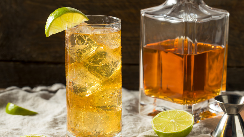 Whisky decanter and highball cocktail