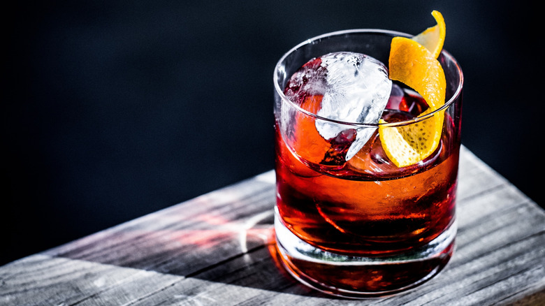 The classic Negroni cocktail with an orange twist.